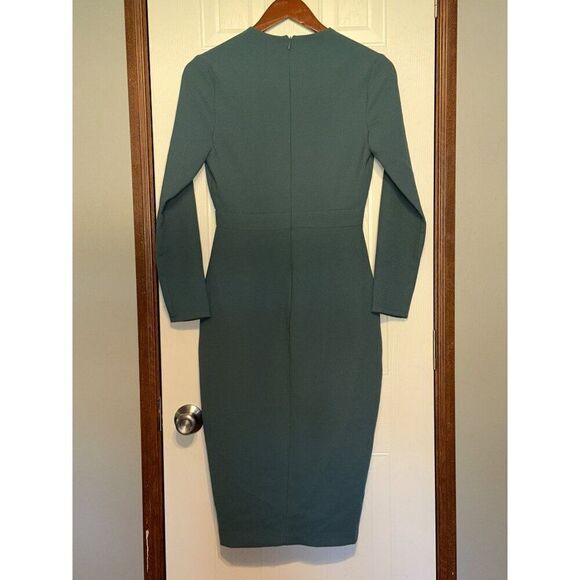 NWT Karlie Teal Long Sleeve Midi Dress With Deep V-Neck  Size Small - Picture 2 of 14
